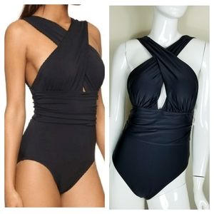 Cupshe Cross Front Swimsuit Black Sz Small New